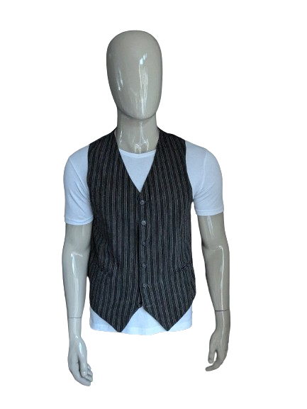 Waistcoat. Black beige striped. Size M. #344