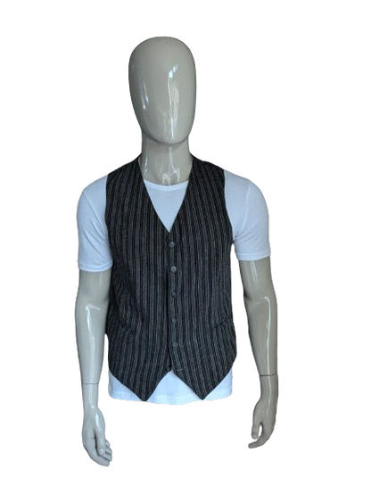 Waistcoat. Black beige striped. Size M. #344