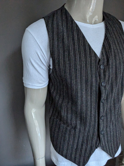 Waistcoat. Black beige striped. Size M. #344