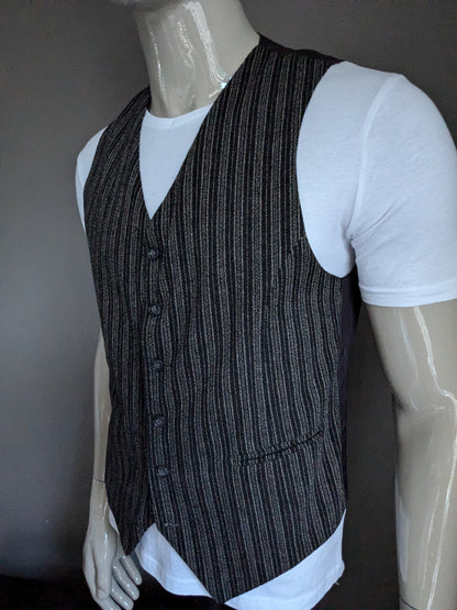 Gilet. Rayé beige noir. Taille M. # 344