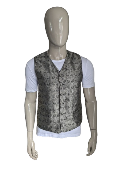 Gilet de main maître vintage. Motif de colonne à argent noir. Taille M.