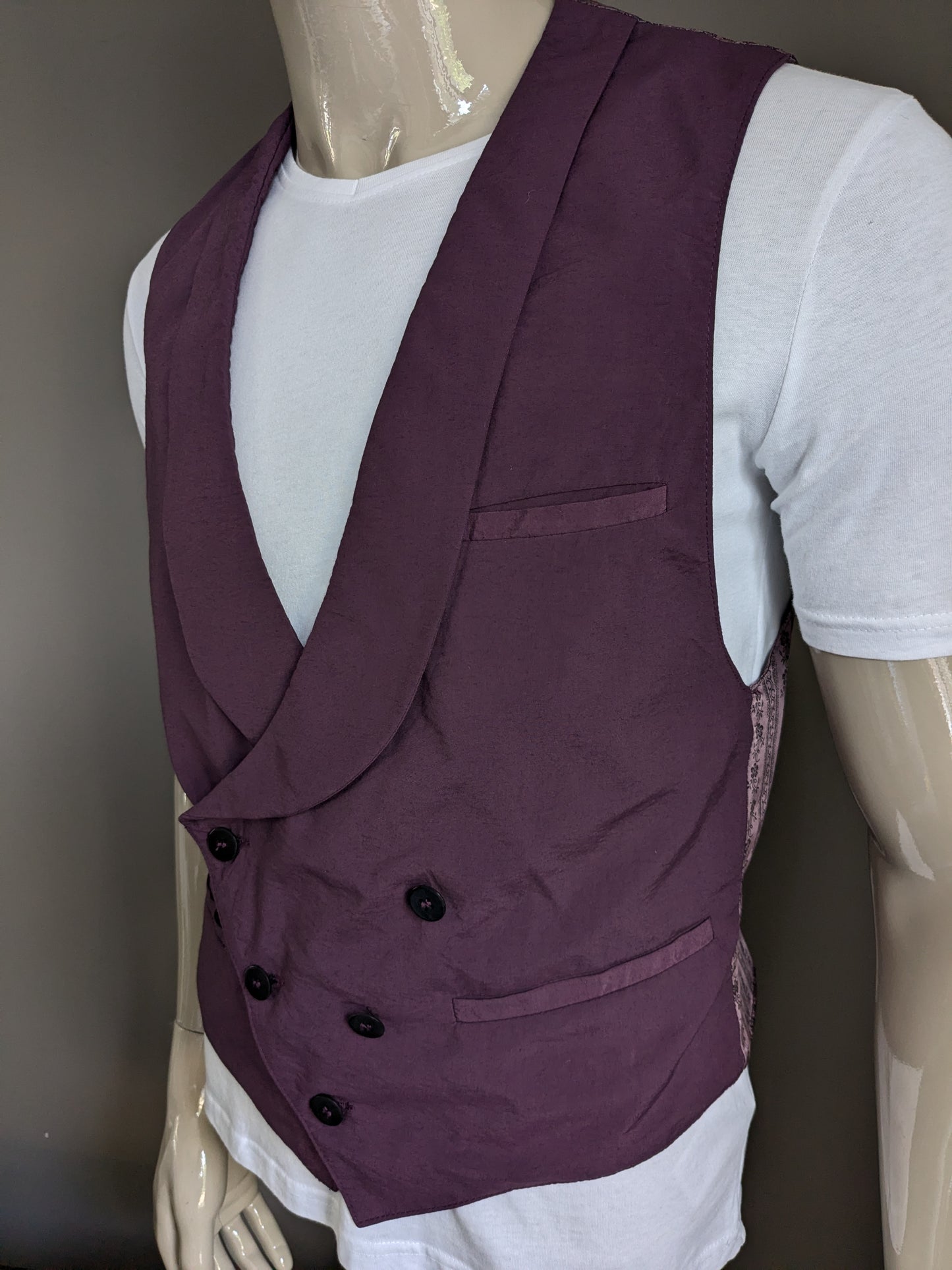 Vintage Redpoint gilet met revers. Paars gekleurd. Maat M.