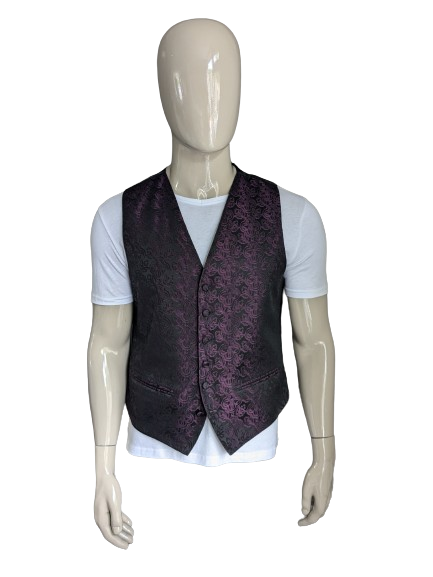 Le gilet Frederick Theeak. Impression brillante pourpre noire. Taille L.