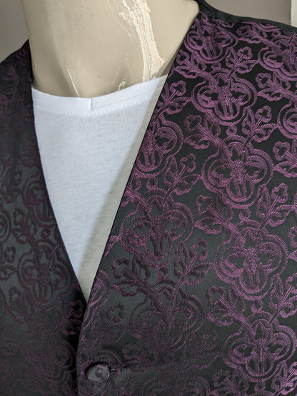 Frederick Theeak waistcoat. Black purple shiny print. Size L.