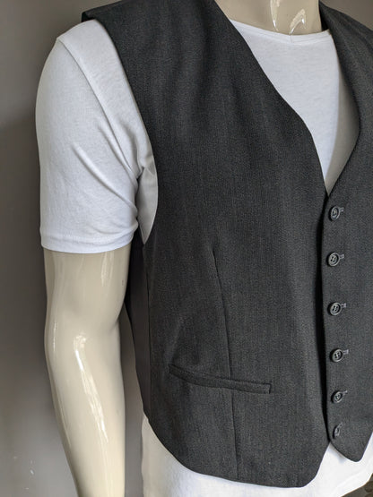 Vintage Angelo Litrico Woolen Gilet. Gris oscuro rayado. Tamaño 25 (50 / m)