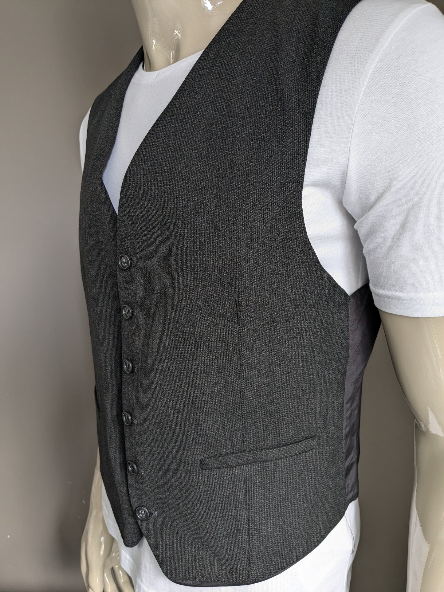 Gilet vintage di lana Litro Angelo Litro. Strisce grigio scuro. Taglia 25 (50 / m)