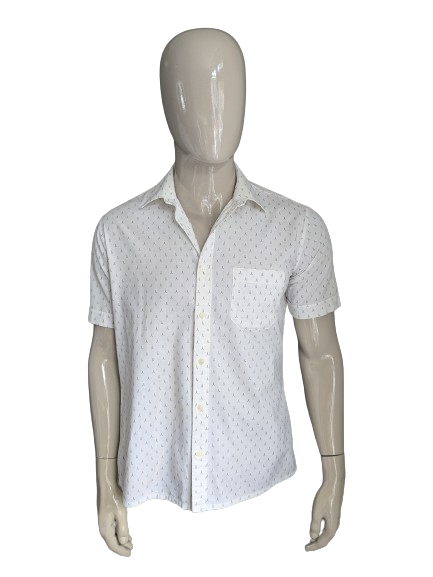 Camisa de Modell París manga corta. Estampado en blanco y negro. Talla L.