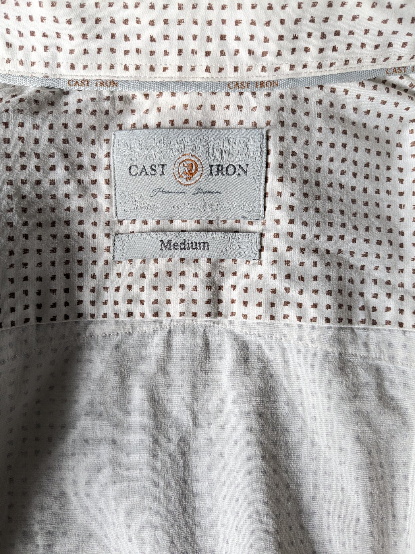 Cast Iron shirt. Beige brown print. Size M. Stretch.