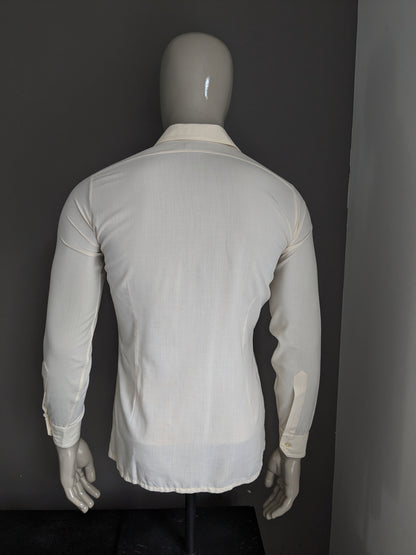 Chemise Jean Pascal vintage des années 70 avec collier. Coloré beige. Taille M.