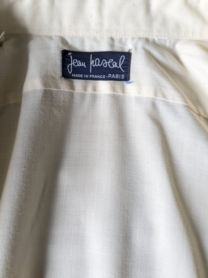 Camicia Jean Pascal vintage degli anni '70 con colletto punti. Beige colorato. Taglia M.