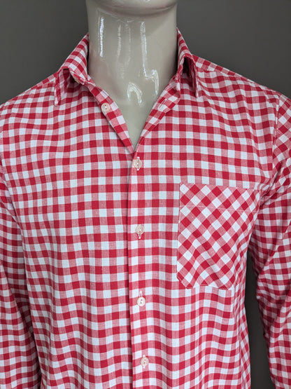 Chemise de cendres vintage. Rouge blanc à carreaux. Taille L.