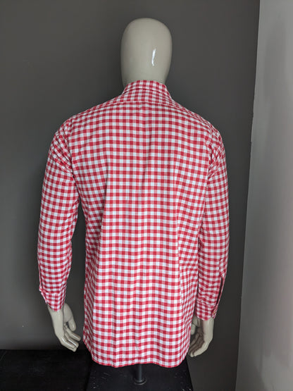 Chemise de cendres vintage. Rouge blanc à carreaux. Taille L.