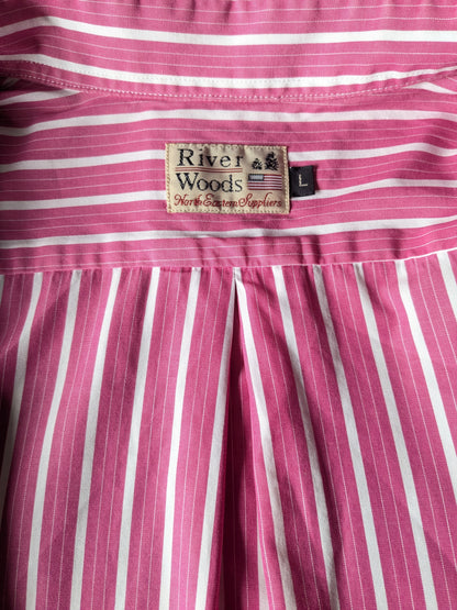 River Woods shirt. Pink white striped. Size L / XL