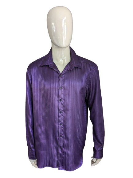 B.P.C. camisa. Purple brillante a rayas. Tamaño xxl / 2xl