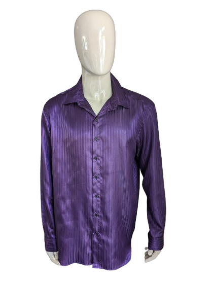 B.P.C. camicia. Strisce viola lucenti. Dimensione XXL / 2XL