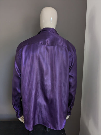 B.P.C. camisa. Purple brillante a rayas. Tamaño xxl / 2xl