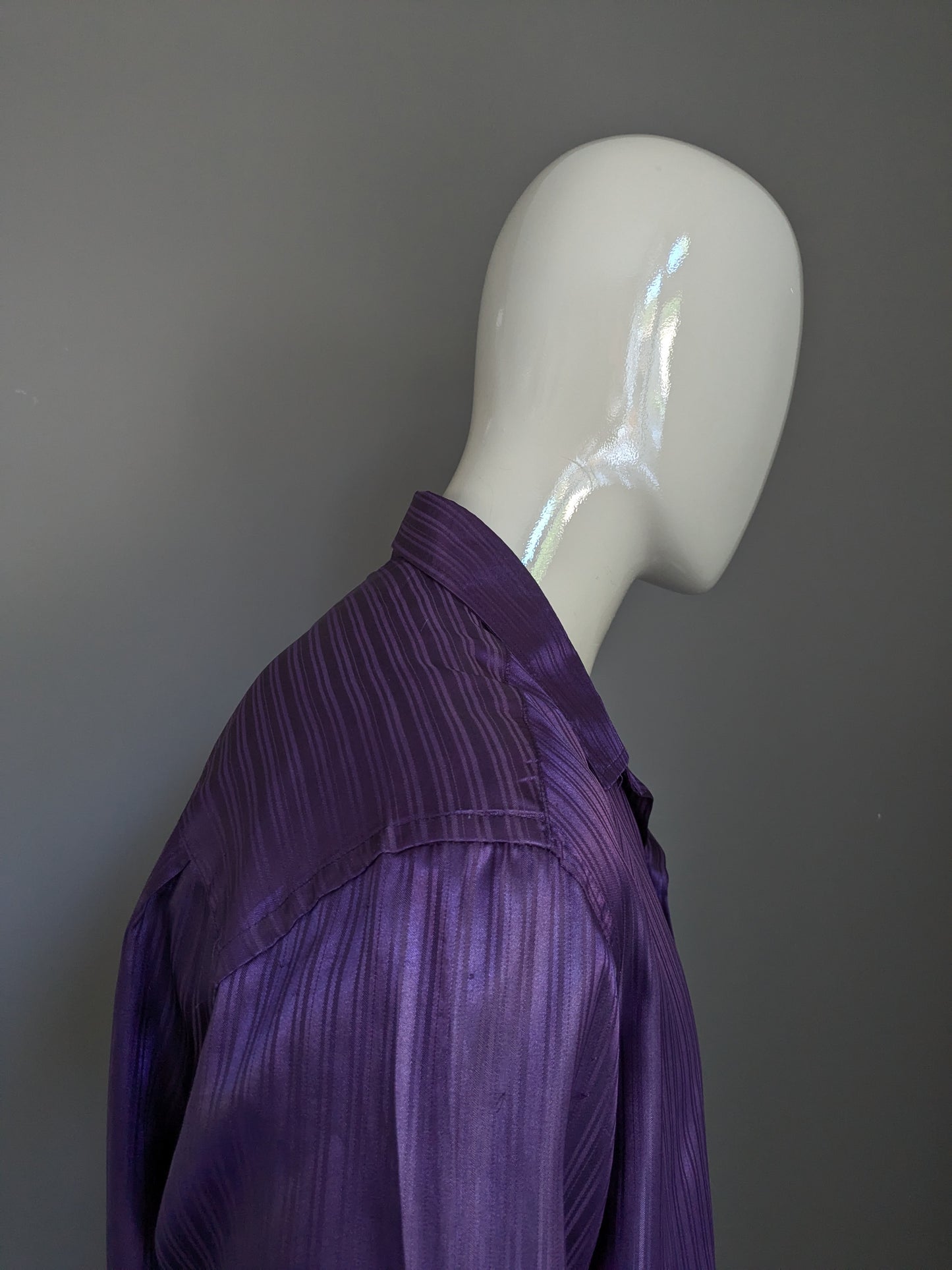 B.P.C. camisa. Purple brillante a rayas. Tamaño xxl / 2xl