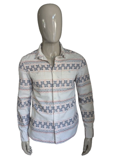 Allsaints shirt. White blue red print. Thicker fabric. Size M / L.