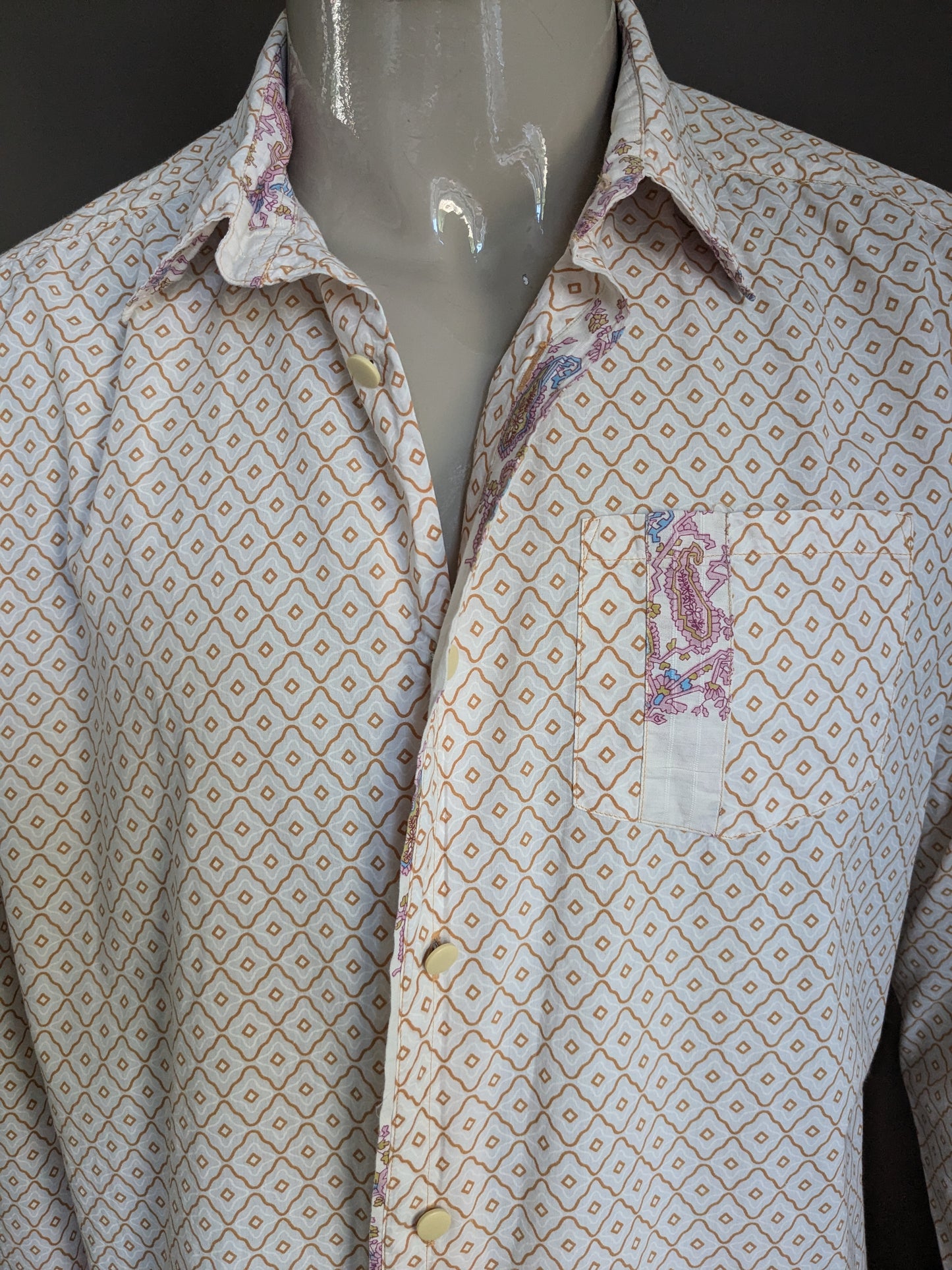 Camicia da replay. BEIGE Oranje Stampa. Taglia xxl.