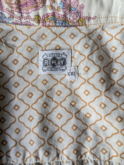 Camisa de reproducción. Impresión beige oranje. Tamaño xxl.