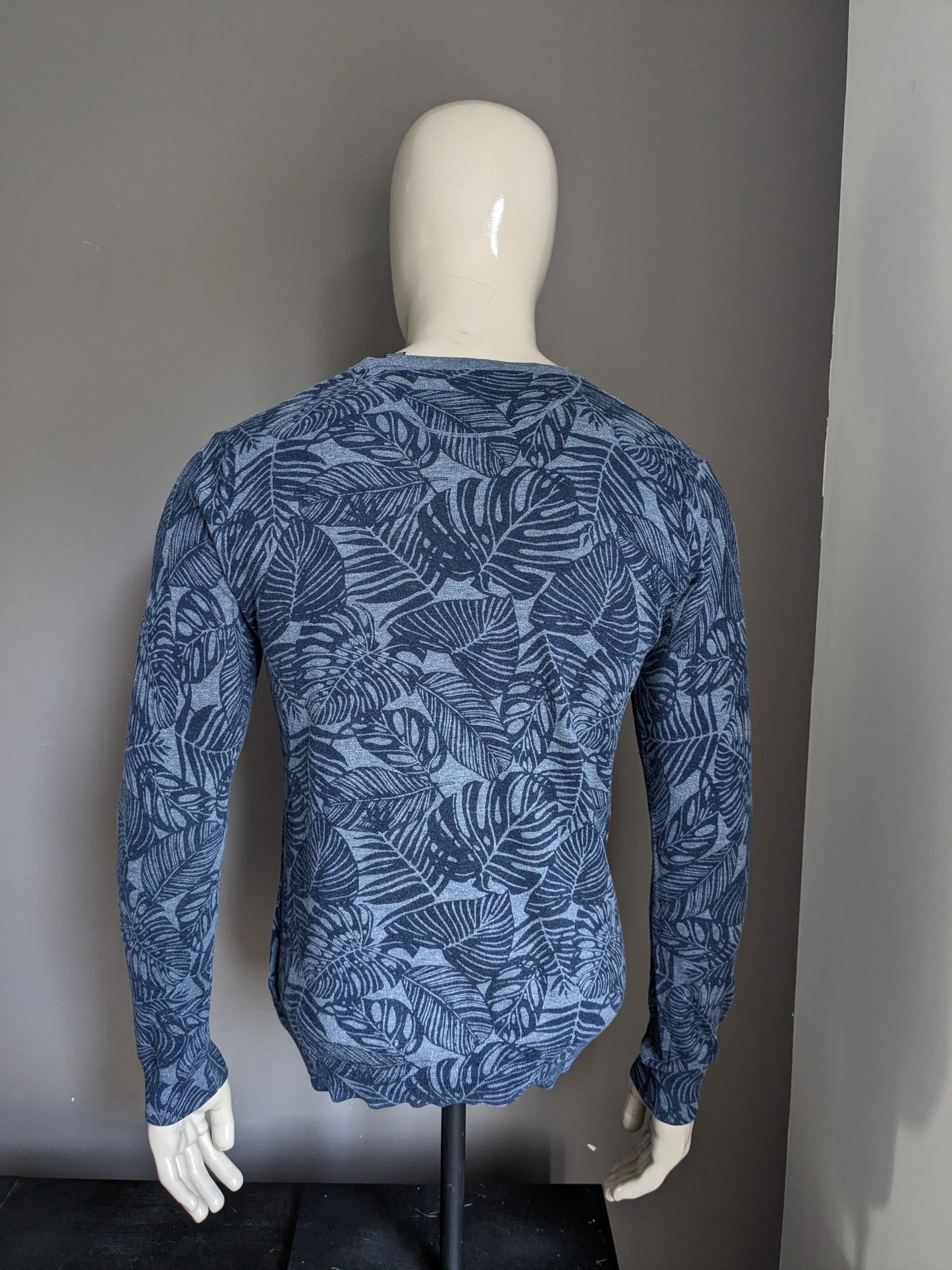 Scotch & Soda mince pull. Impression du motif de feuille bleue. Taille M.