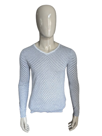 Scotch & Soda mince pull. Impression de cercle bleu gris. Taille S.