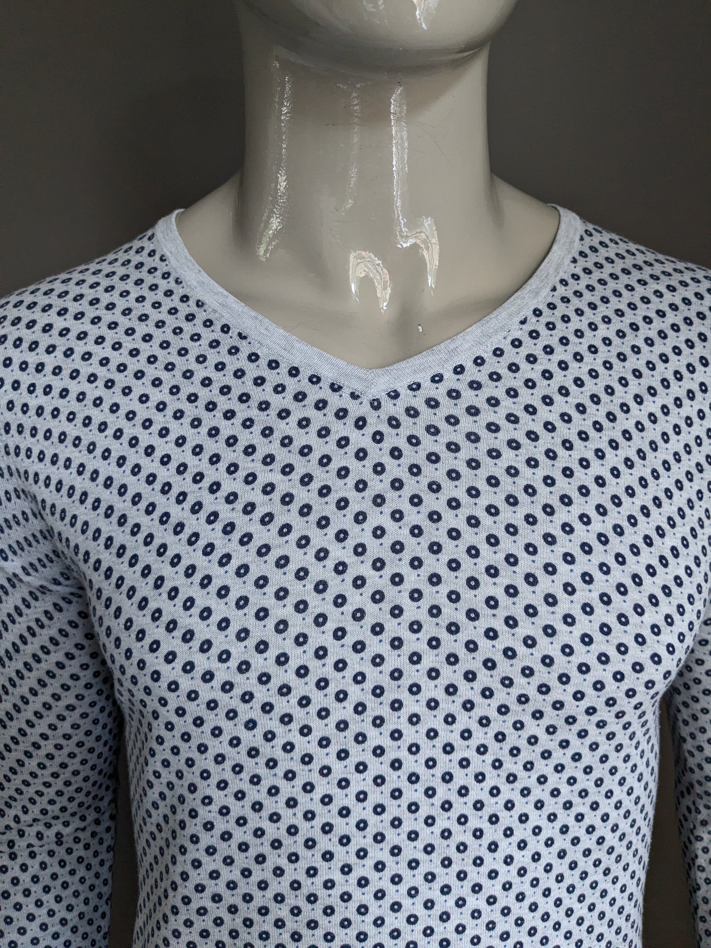 Scotch & Soda mince pull. Impression de cercle bleu gris. Taille S.