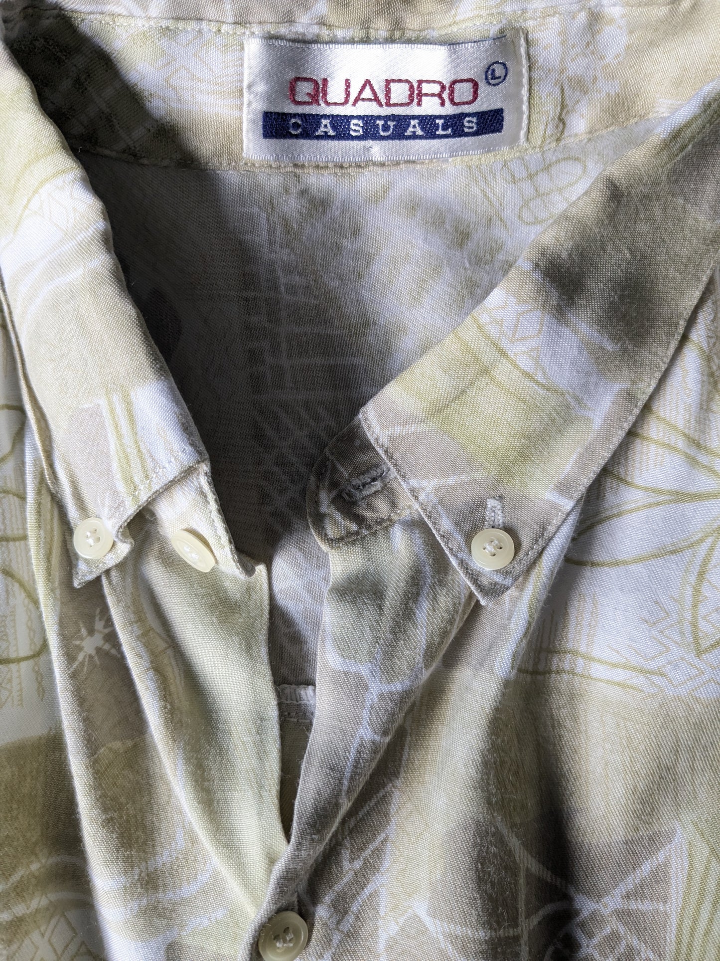 Shirt corto Vintage 80S / 90's Shirt. Stampa grigio verde. Taglia XL.