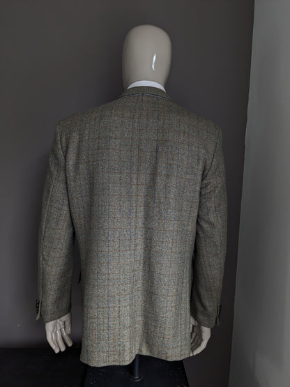 Vintage Westbury woolen jacket. Green mixed with blue brown yellow stripe. Size 52 / L.