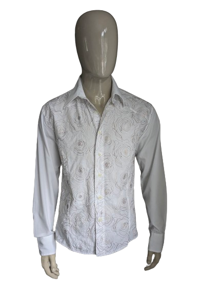 Redbridge shirt. White brown embroidered flowers. Size M.