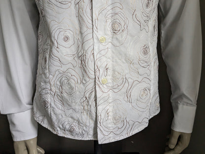 Redbridge shirt. White brown embroidered flowers. Size M.