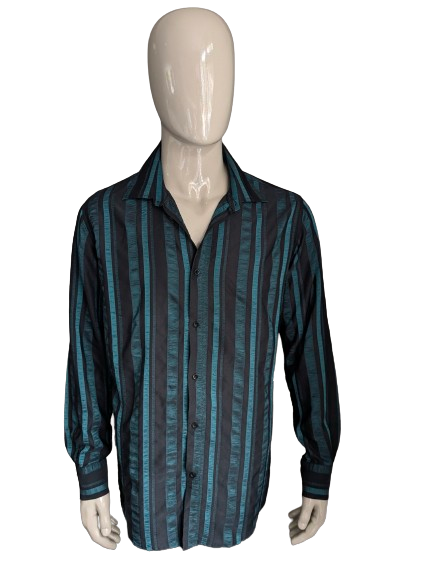 Chemise Dargo vintage. Motif tangible métallique vert noir. Taille xl.