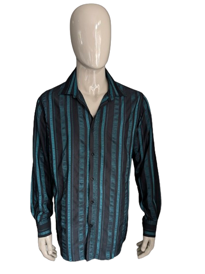 Camicia Dargo vintage. Motivo tangibile metallico verde nero. Taglia XL.