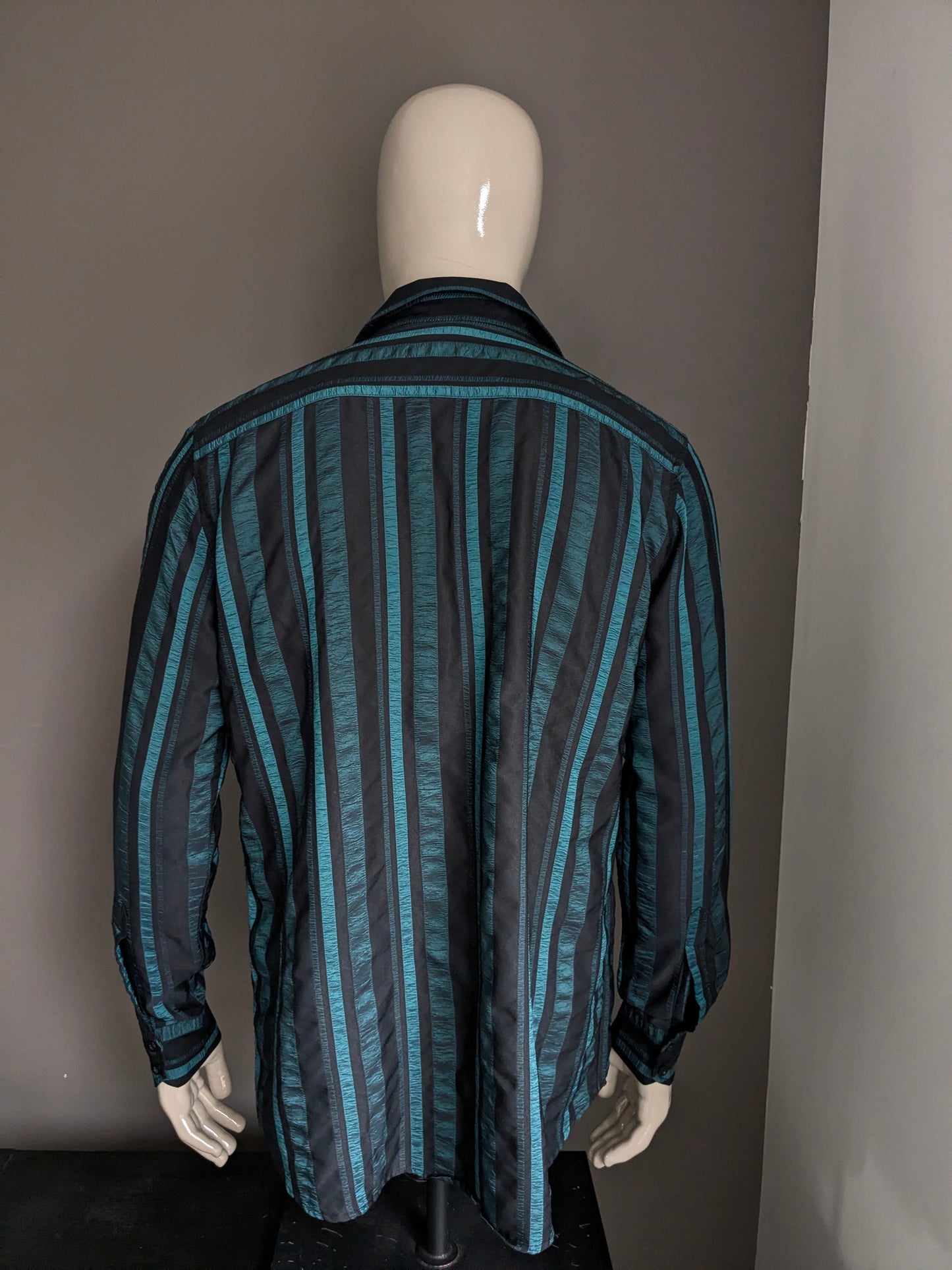 Chemise Dargo vintage. Motif tangible métallique vert noir. Taille xl.