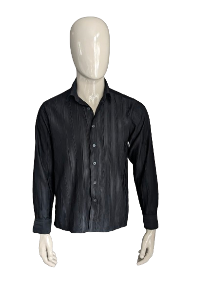 Camisa Vintage Angelo Litrico. Motivo tangible negro. Talla M.