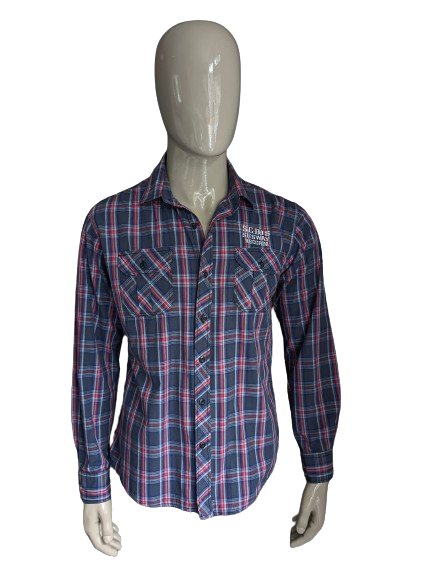 Sancred shirt. Red blue checked. Size L.