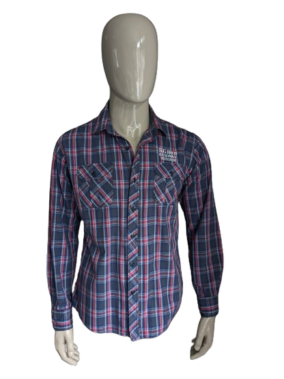 Camisa sanced. Azul rojo revisado. Talla L.