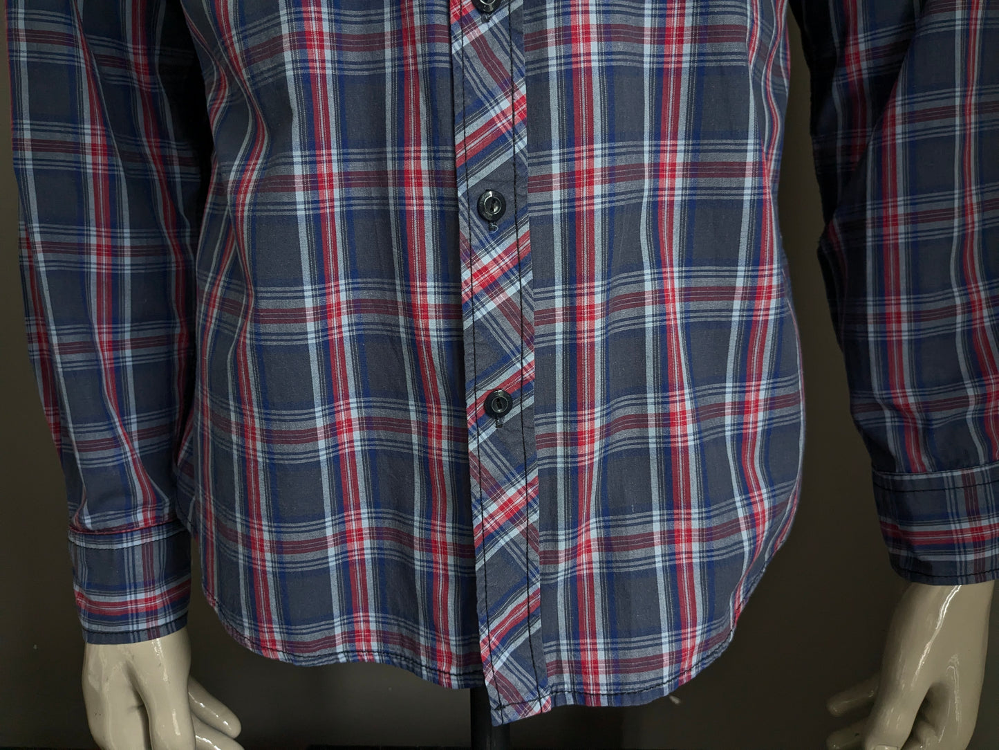 Camisa sanced. Azul rojo revisado. Talla L.