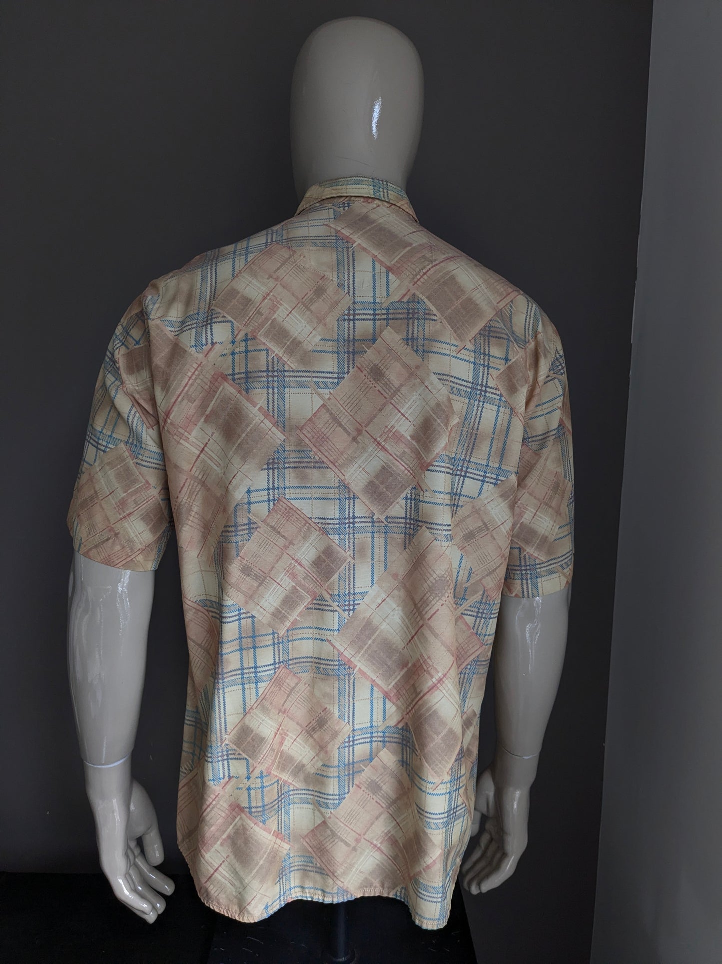 SHIRT SHIRT D'Amingo Vintage D'Amingo. Stampa rossa blu gialla. Taglia L.