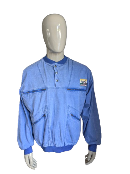 Sighi di polo vintage Rangers con fascia elastica. Blu misto. Dimensione XL / XXL.