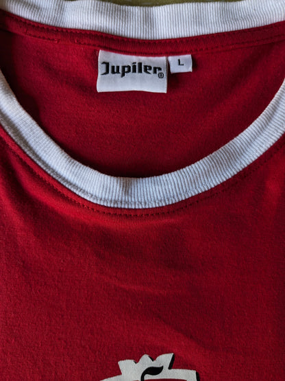 Jupiler -Shirt. Rot mit Druck. Größe M / L.