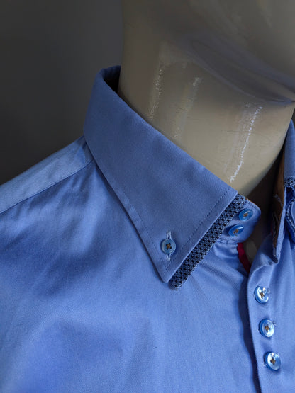 Camicia di denim Wam con doppio colletto. Blu. Taglia XL.