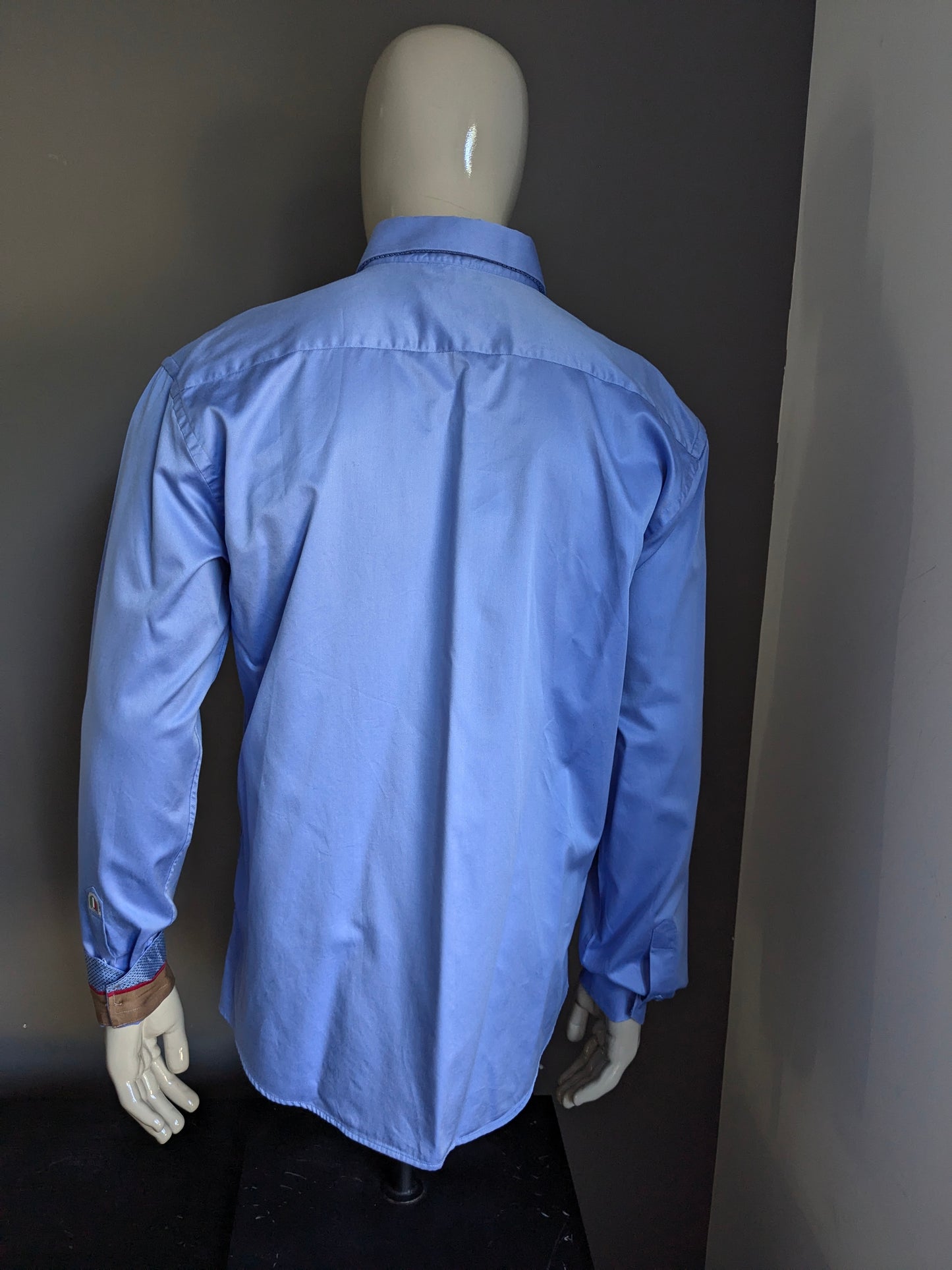 Wam denim shirt with double collar. Blue. Size XL.