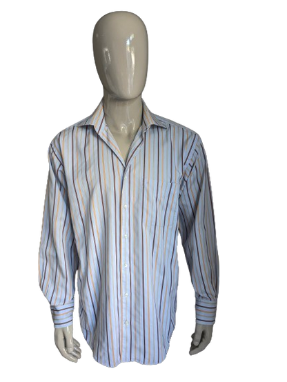 Vintage Arrow shirt. Blue brown orange striped. Size XL.