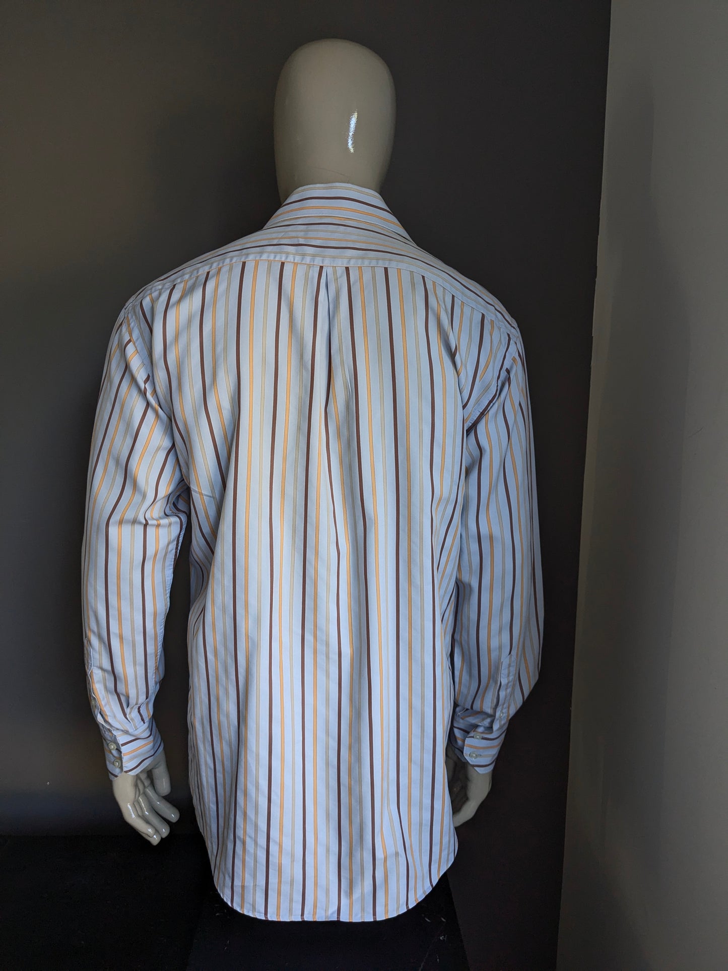 Vintage Arrow shirt. Blue brown orange striped. Size XL.