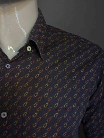 Hans Ubbink shirt. Brown print. Size L / XL Stretch.