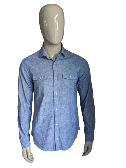 Camicia Tommy Hilfiger con borchie. Blu misto. Taglia 40 / M.