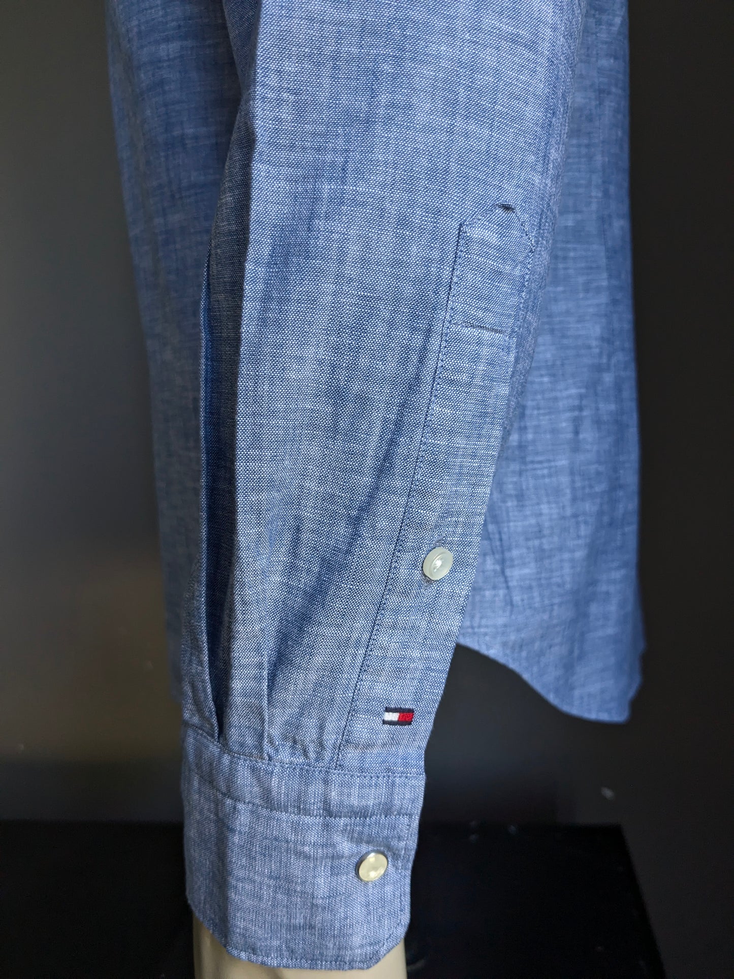 Tommy Hilfiger Shirt avec goujons de presse. Bleu mélangé. Taille 40 / M.