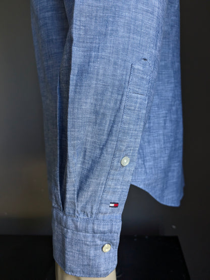 Tommy Hilfiger -Hemd mit Pressebutter. Blau gemischt. Größe 40 / M.