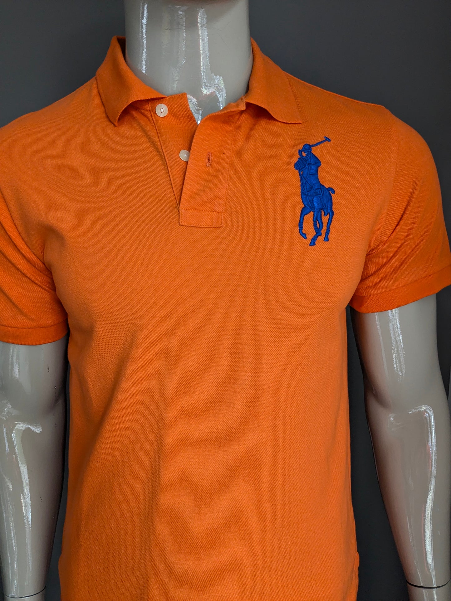 Ralph Lauren polo. Oranje blauw big pony. Maat S / M.